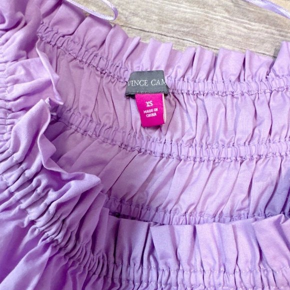 Vince Camuto Cotton Smocked Off The Shoulder Shirt Pullover Top Soft Iris XS - Picture 4 of 5